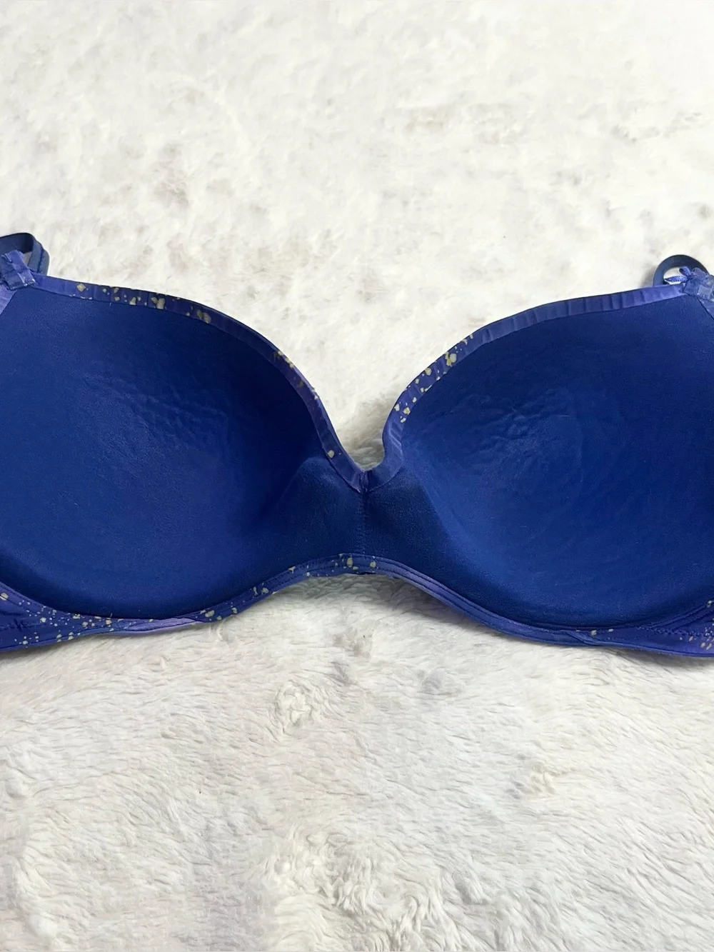 Victoria’s Secret Blue & Gold Rhinestone Speckle Lined Demi Bra Size 36C